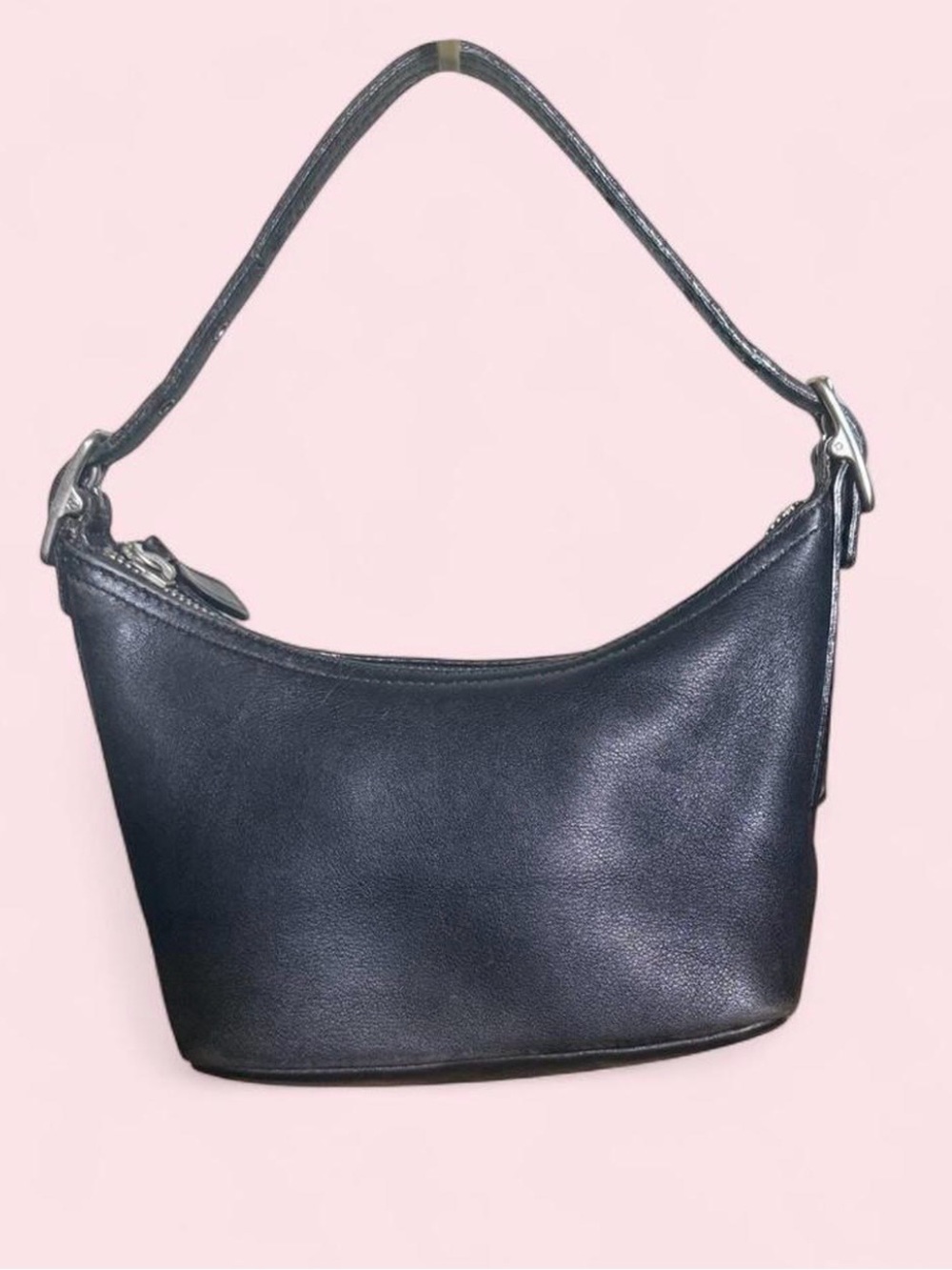 VINTAGE Y2K Coach Black Leather Mini Demi Baguette Bag made in Costa Rica